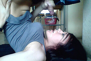 Sissy Veronica Vega taking self facial cumshot