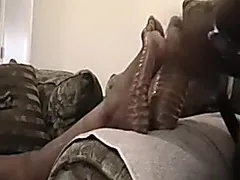 Check out the sexy feet of my ebony girlfriend in action