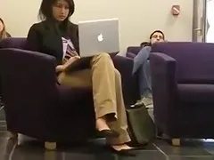 Candid Dangling and Shoeplay at the Library Feet