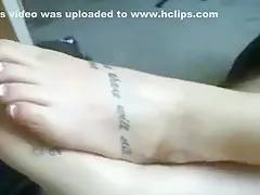 My sexy tattooed GF favours me with a passionate footjob