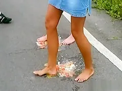 a nasty outdoor video for feet and crushing lovers