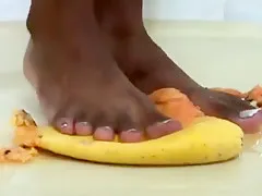 Joicy Smashing Other Fruits Along With Papaya