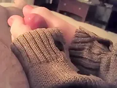 Leg warmer foot jib with cumshot