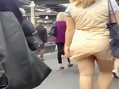 Attractive Watch Between the Thighs of Blonde