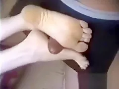 Rub granny feet on my cock