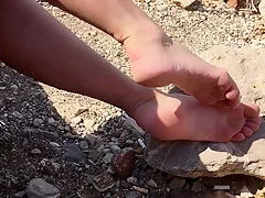 Beautiful Ksenia's Feet By The Sea. Sexiest Soles And Toes
