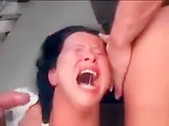 Two big hard cocks fucking brunettes