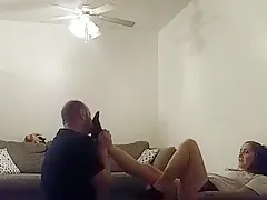 Slave worships mistress socks