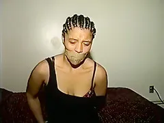 Ebony Girl Gagged With Stuffing And Tape