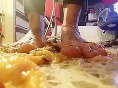 Best FootFetish Food Squishing Video Clip Compilation Giant Banana/Honey/&