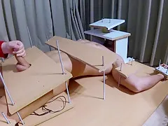 Femdom handjob ruined orgasm with feet torture