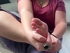 German girl self foot worship