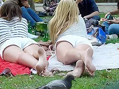 Candid blonde soles in the park!