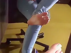 Sexy blonde sweaty feet