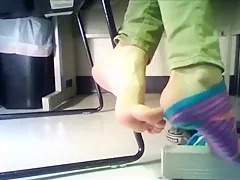 Socks and feet in classroom