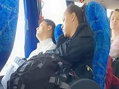 Candid Ebony Foot in bus flip flops