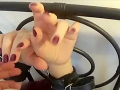 Docile girlfriend handcuffed for a sloppy blowjob with throatpie