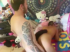 Sleepy Kitten Gets Pounded Wearing Buttplug