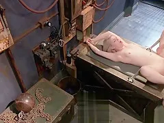 Blonde pussy fucked in bondage