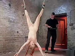 Busty natural hottie ass whipped in hogtie