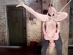 Hogtied and backbend blonde whipped