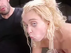 Skinny blonde tits and cunt zappered