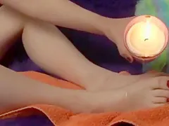 Stacked Brunette Plays With A Big Dildo And Massages Her Lovely Feet