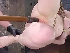 Wet pussy slave toyed in suspension
