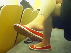 Candid college girl flats dangle.