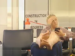 Candid teen 18+ girl playful soles in public