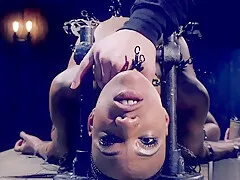 Ebony in device bondage gets anal toyed