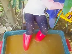 Happy boots polishing