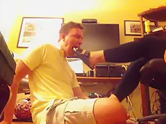 Hippie makes slut boy lick her birkenstocks and feet