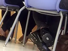 Candid teacher shoeplay