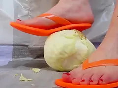 savoy cabbage crushing in orange heels