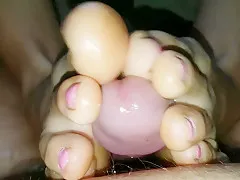 Wife footjob 13 - pink toenails