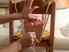 Extreme bondage feet tickling Princess Jasmine
