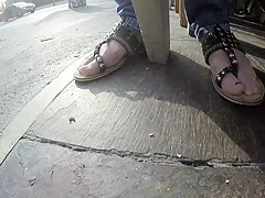 Holly's feet under the table