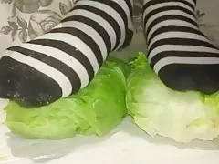 Striped socks crush lettuce
