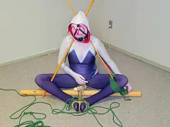 Spider-gwens Bondage Escape Practice #2: Triangle Tied While Getting Teased