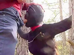 Tied To A Tree On A Sexy Outfit Masked And Outdoor Deepthroat With No Mercy
