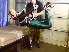 Suspension Bondage In Green