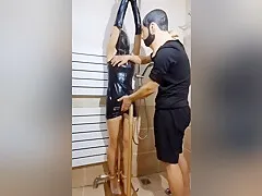 Asian Women Tied In Shower With Latex