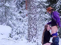 Sex In The Winter Forest While The Snow Is Falling