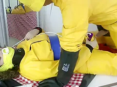 Yellow Rubber Girl Bondage Vibrator