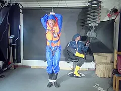 See Ronja Tied And Gagged By Stella In Shiny Nylon Rainwear And A Life Vest!