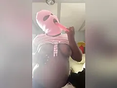 Scope Still Wild Af Pink Ski Mask Thot W/ Pink Dildo