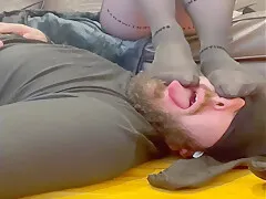 Humiliating And Smothering My Foot Slave While I Watch Tv