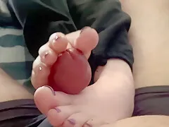 Footwrapped Handjob W/ Footjob Finish