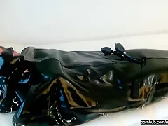 Sexy Latex Slave In The Rubber Bondage Body Bag